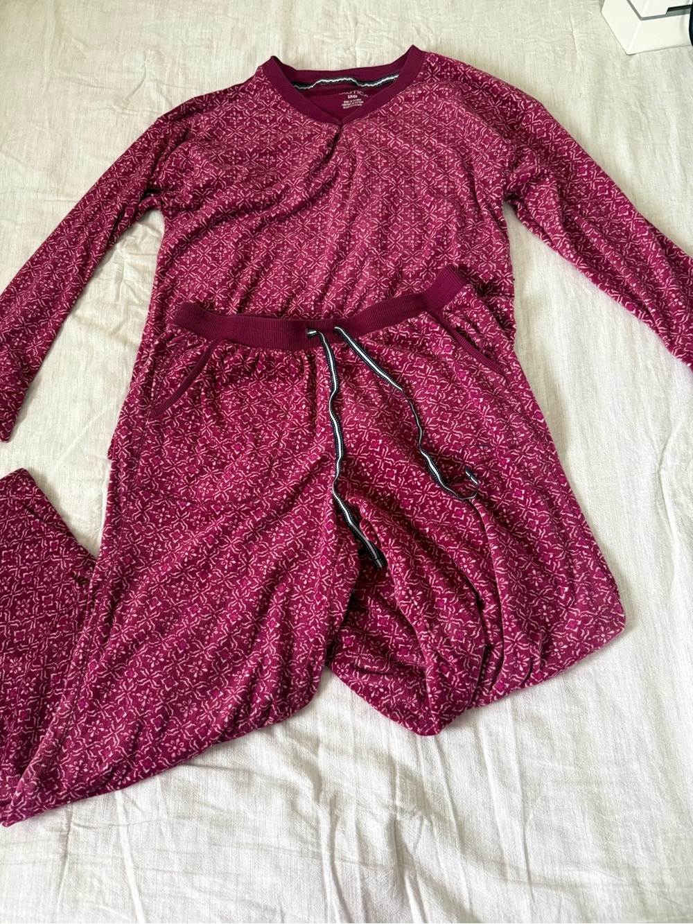 Nautica Women's Berry Pink Patterned Sweater and pants set